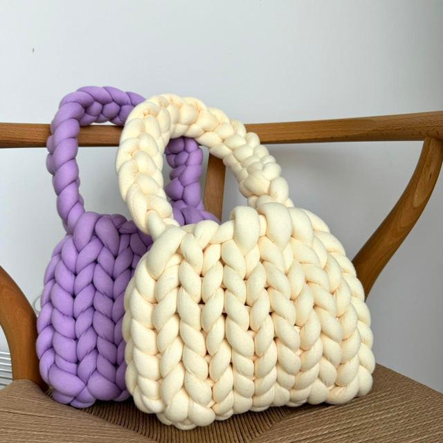 Handmade Women's Shoulder bags - Cream on Productcaster.