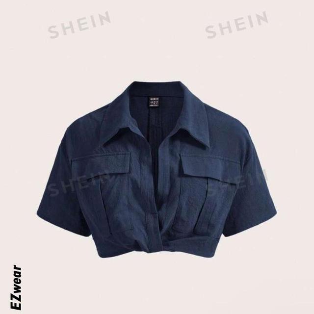 SHEIN Women's Crop top - Navy/Blue - 6 on Productcaster.