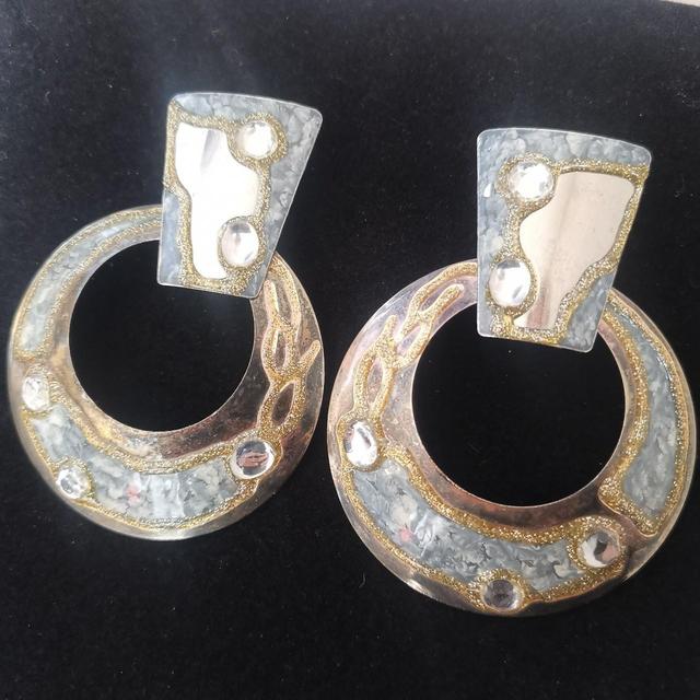 Vintage Women's Earrings - Grey on Productcaster.