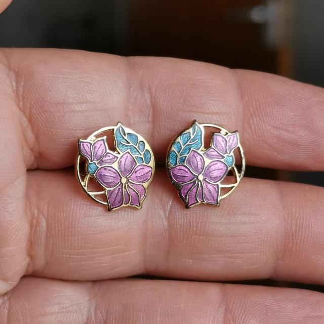 Vintage Women's Earrings - Purple/Blue on Productcaster.