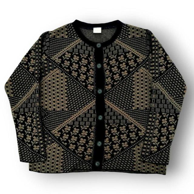 Vintage Women's Cardigan - Black/Khaki - M on Productcaster.