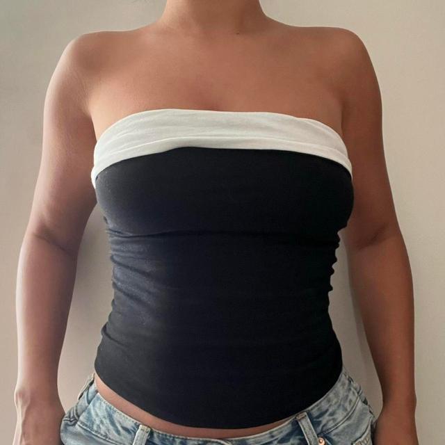 Handmade Women's Crop top - Black/White - One size on Productcaster.