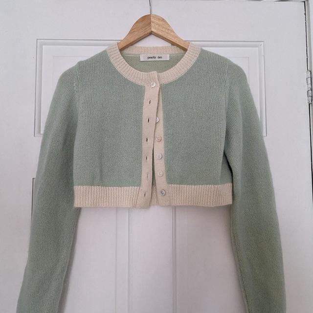 Peachy Den Women's Cardigan - Cream/Green - S on Productcaster.