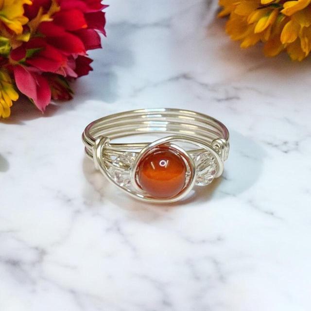 Custom Women's Ring - Silver/Orange on Productcaster.