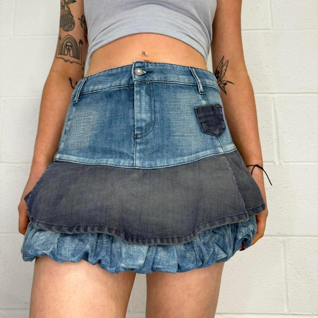 Vintage Women's Mini Skirt - Blue - S on Productcaster.