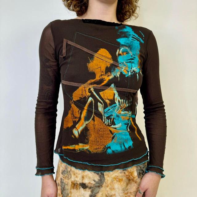 Vintage Women's Top - Brown/Multi - M on Productcaster.