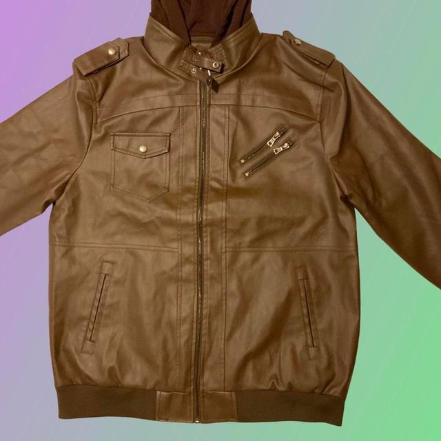 Vintage Men's Faux leather Coat - Brown - XXL on Productcaster.