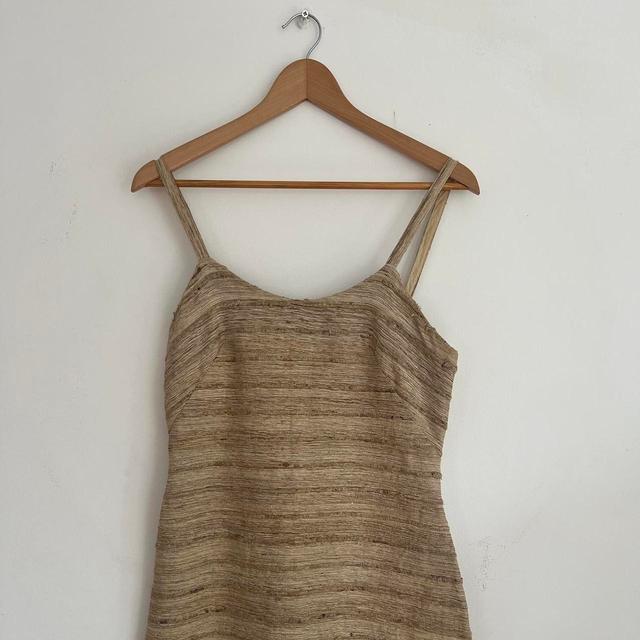 Vintage Women's Going out Dress - Tan/Multi - 10 on Productcaster.