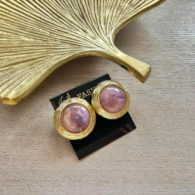 Vintage Women's Earrings - Purple on Productcaster.