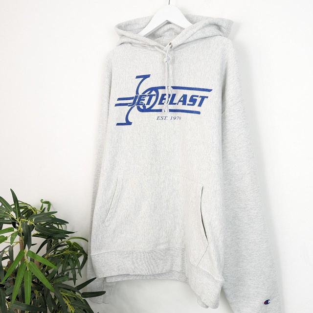 Champion Men's Hoodie - Grey/Blue - XL on Productcaster.