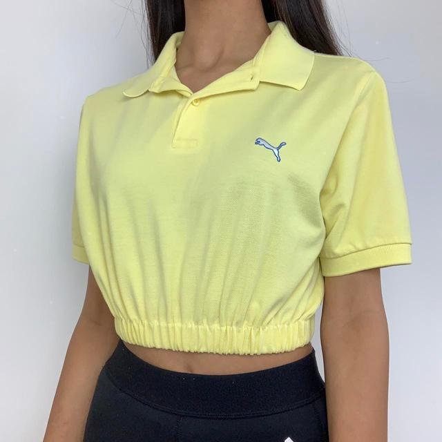 Puma Women's Crop top - Yellow/White - S on Productcaster.