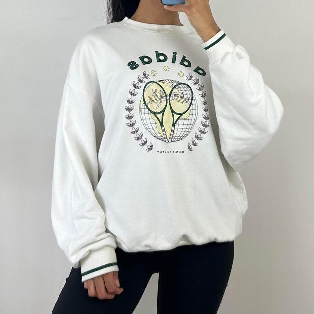 Adidas Originals Women's Sweatshirt - White/Green - M on Productcaster.