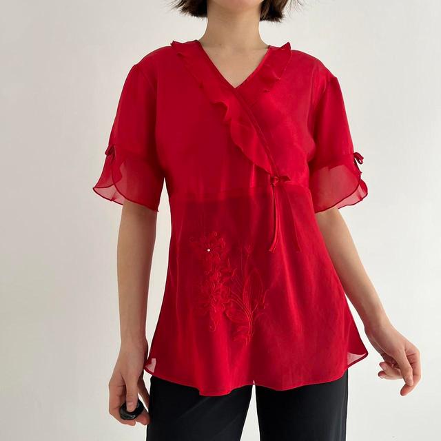 Vintage Women's Blouse - Red - L on Productcaster.