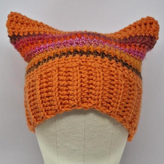 Handmade Women's Beanies - Orange/Pink on Productcaster.