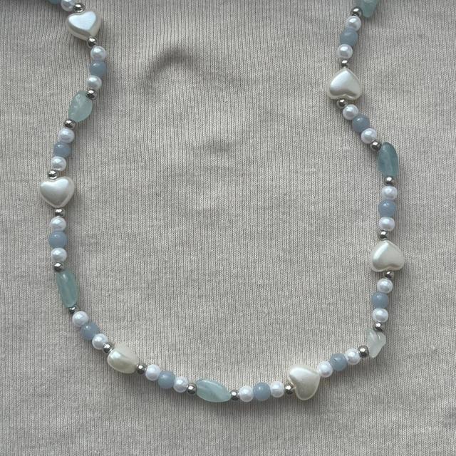 Handmade Women's Necklace - White/Blue on Productcaster.