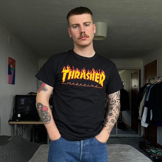 Thrasher Men's T-shirt - Black/Multi - M on Productcaster.