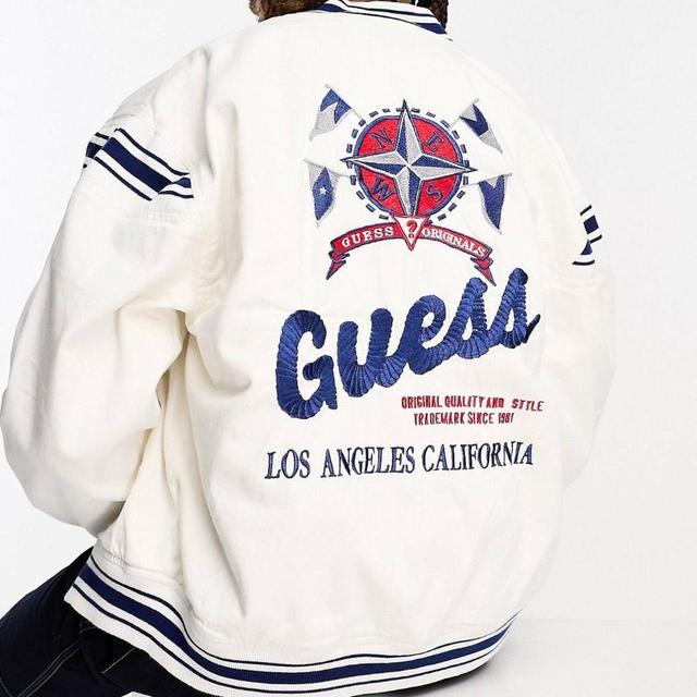 Guess Men's Bomber Jacket - White - S on Productcaster.