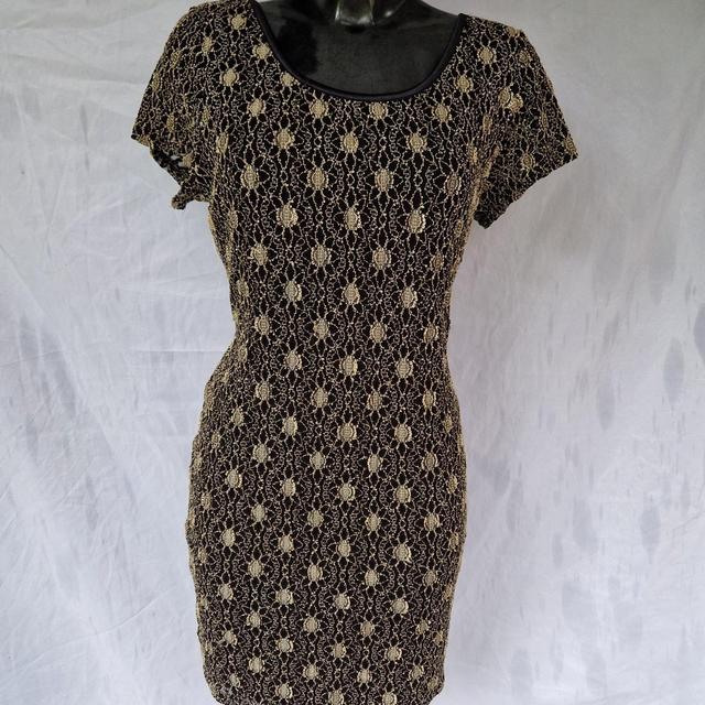 Vintage Supply Women's Bodycon Dress - Black/Gold - 10 on Productcaster.