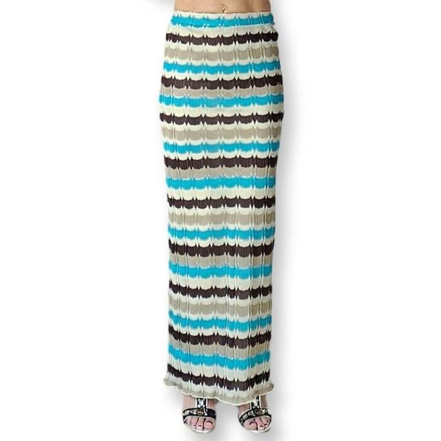 Jane Norman Women's Maxi Skirt - White/Blue - UK 8 on Productcaster.