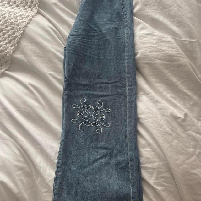 EGO Women's Embroidered Jeans - Blue/Navy - UK 8 on Productcaster.