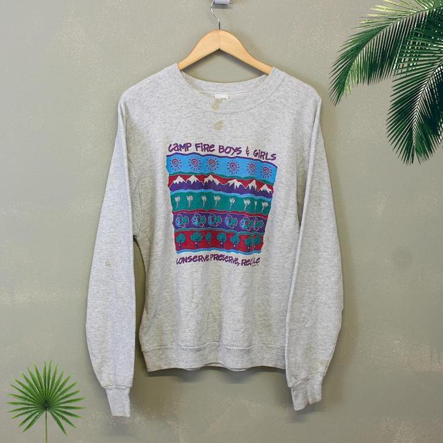 Vintage Men's Sweatshirt - Multi/Cream/Grey - L on Productcaster.