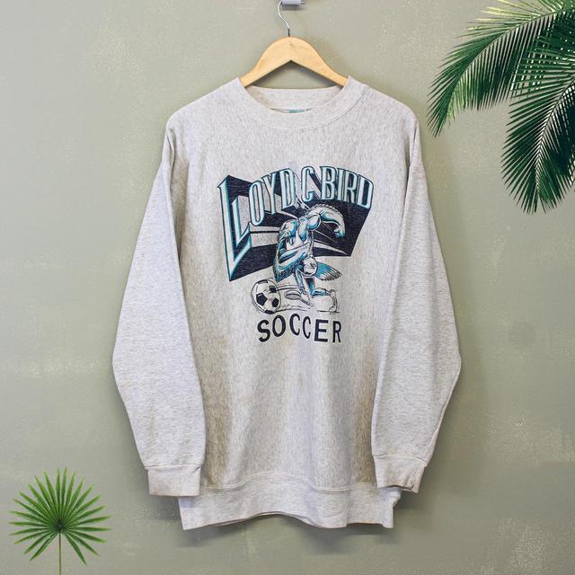 Vintage Men's Sweatshirt - Multi/Grey/Blue - L on Productcaster.