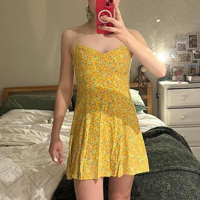 Urban Outfitters Women's Dress - Yellow/Multi - 8 on Productcaster.