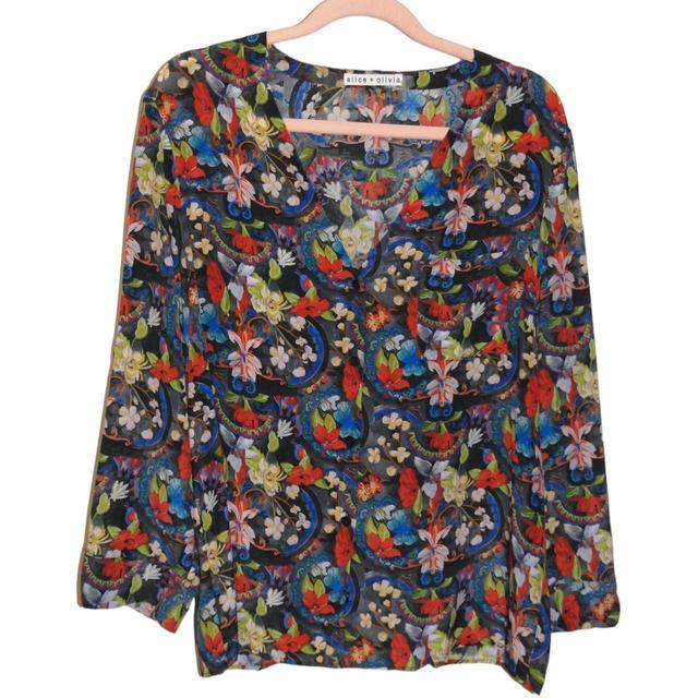 alice + olivia Women's Blouse - Blue/Red - S on Productcaster.