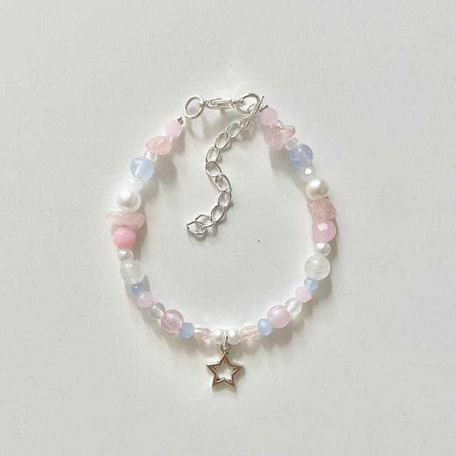 Handmade Women's Bracelet - Silver/Pink on Productcaster.