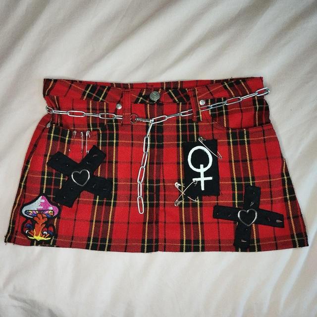 Custom Women's Mini Skirt - Black/Red - S on Productcaster.