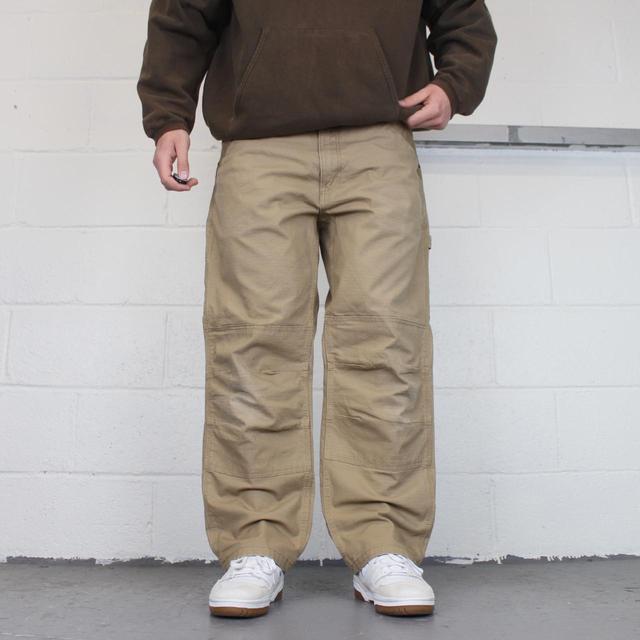 Vintage Men's Straight leg Cargo Jeans - Cream - 38" on Productcaster.