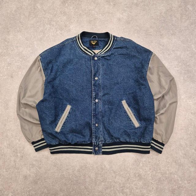 Vintage Men's Bomber Jacket - Cream/Blue - XXL on Productcaster.