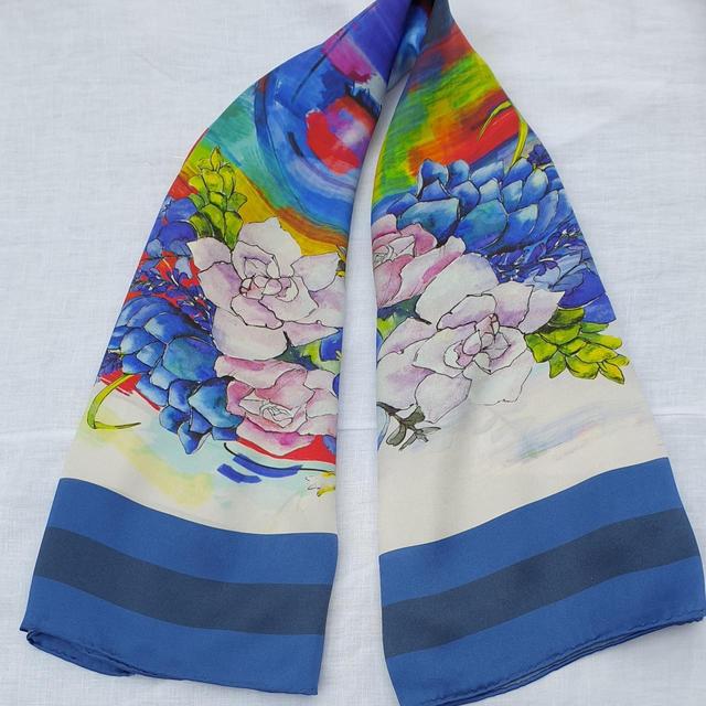 Handmade Women's Scarf - Blue/Multi on Productcaster.