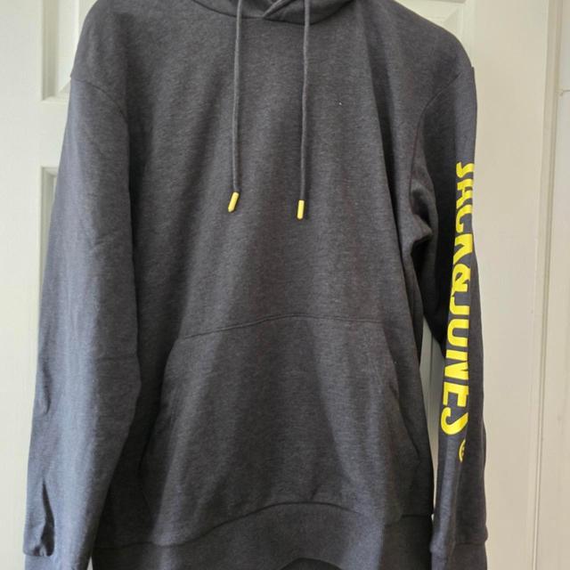 Jack & Jones Men's Hoodie - Grey/Yellow - M on Productcaster.