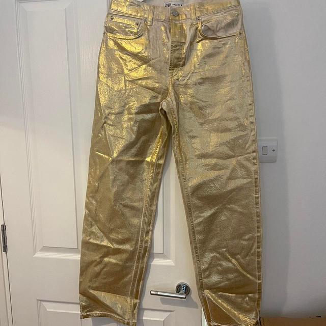 Zara Women's Jeans - Gold - UK 8 on Productcaster.