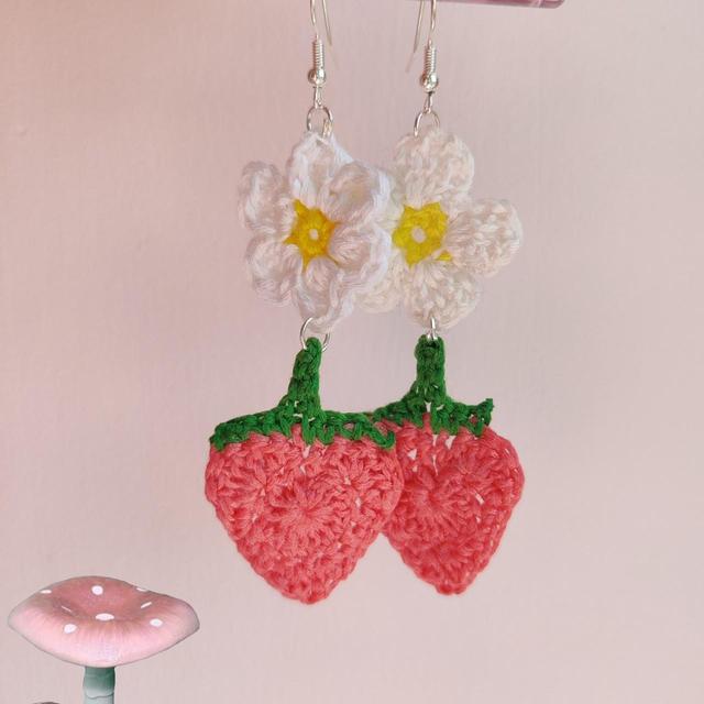 Handmade Women's Earrings - White on Productcaster.