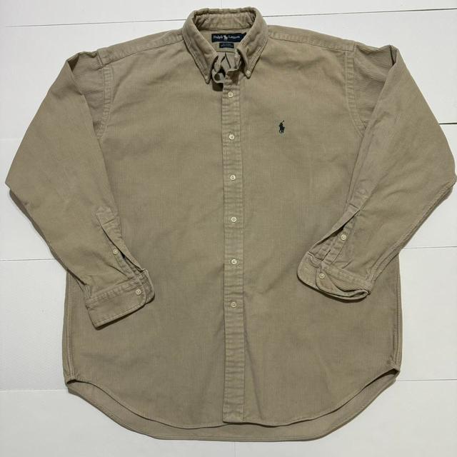 Ralph Lauren Men's Shirt - Tan/Cream - L on Productcaster.