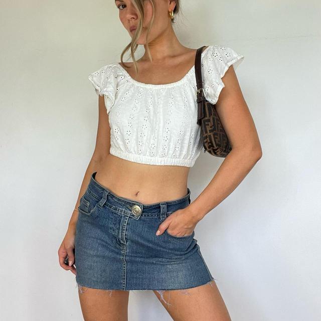 Vintage Women's Crop top - White - S on Productcaster.