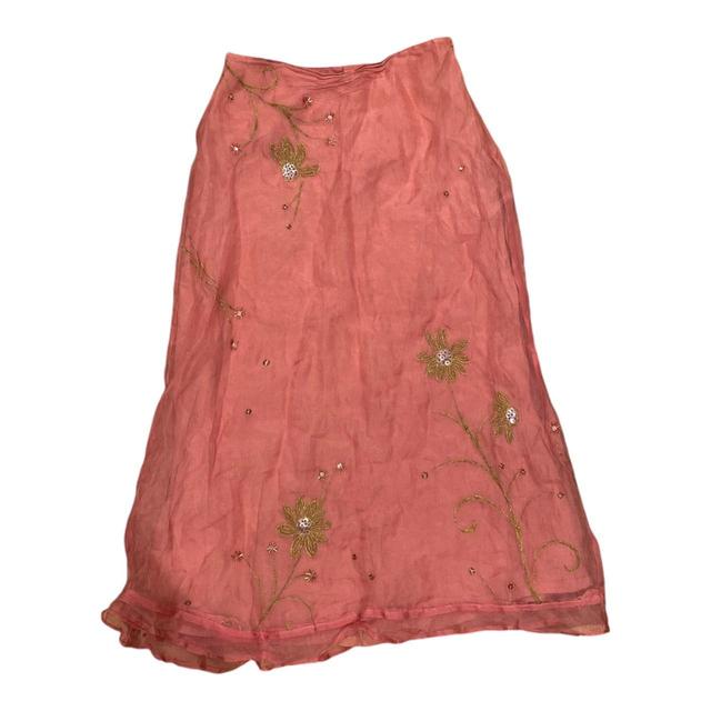 Vintage Women's Midi Skirt - Pink/Green - M on Productcaster.