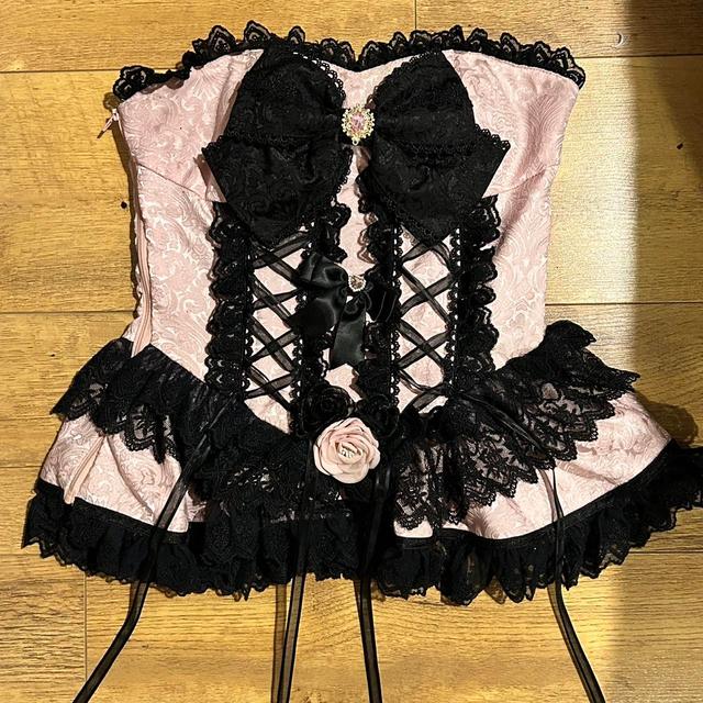 Women's Corset - Pink/Black - One size on Productcaster.