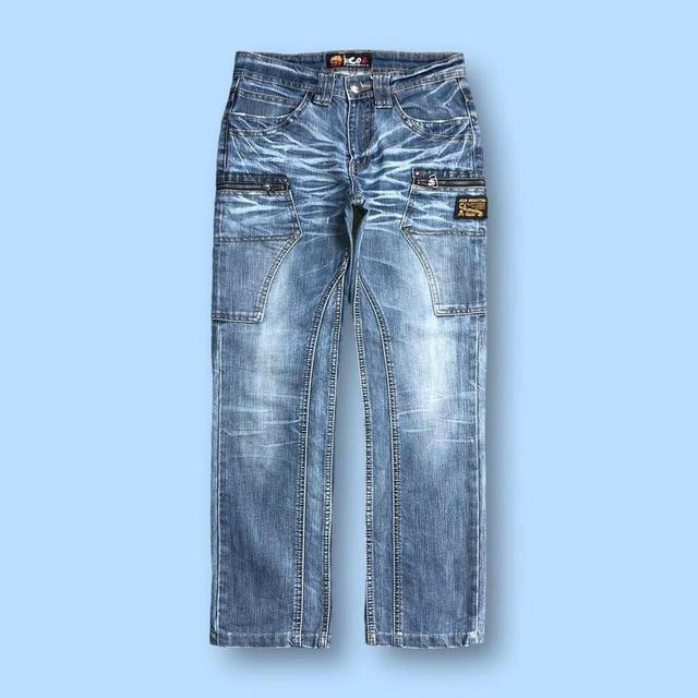 Vintage Men's Straight leg Embroidered Jeans - Blue - 30" on Productcaster.