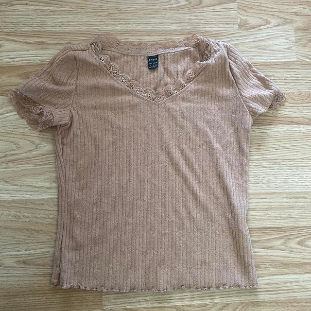 SHEIN Women's T-shirt - Brown/Tan - 8 on Productcaster.