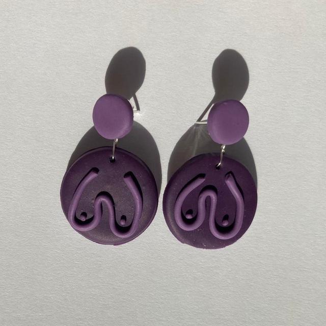 Handmade Women's Earrings - Purple on Productcaster.