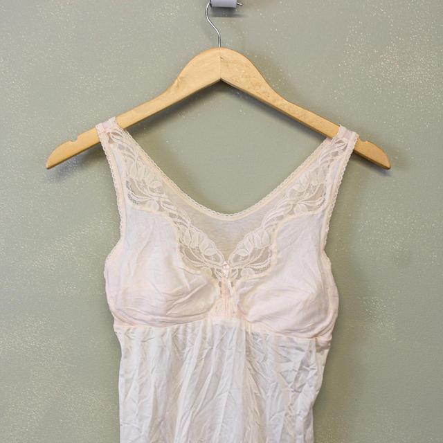 Vintage Women's Slip Dress - Cream/Pink - XS on Productcaster.