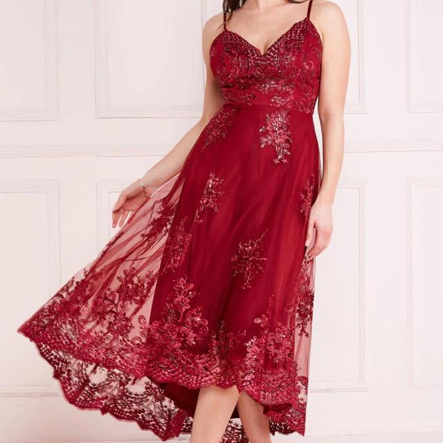 Designer Women's A-line Dress - Burgundy - 12 on Productcaster.