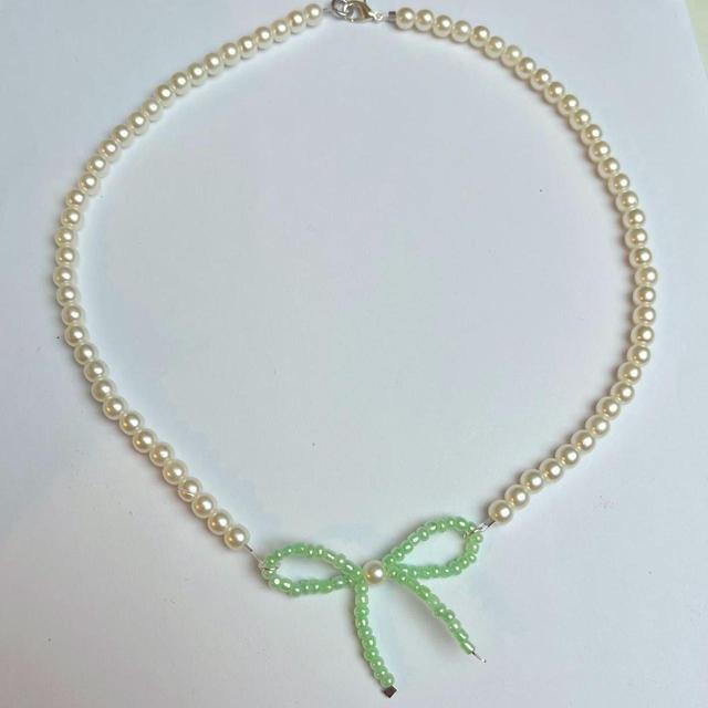 Women's Necklace - Green/White on Productcaster.