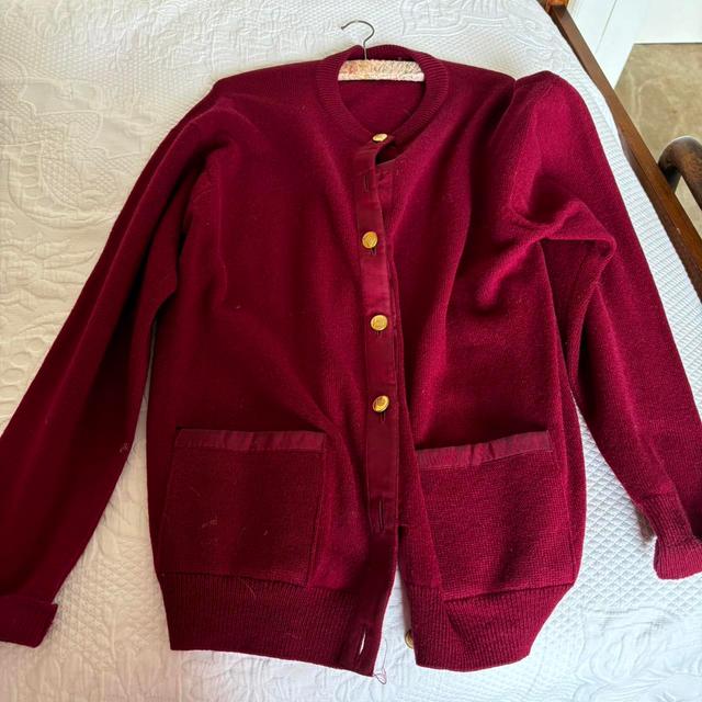 Vintage Women's Cardigan - Burgundy/Red - M on Productcaster.