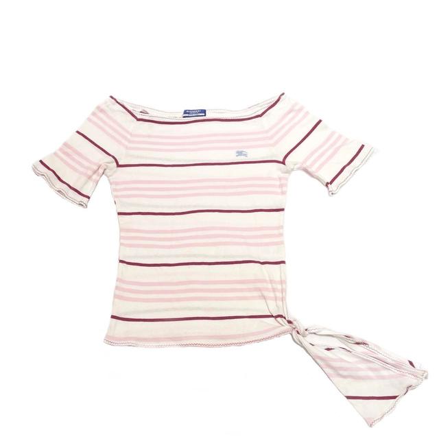 Burberry Women's T-shirt - Pink/White - S on Productcaster.