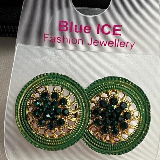 Vintage Women's Earrings - Green/Multi on Productcaster.