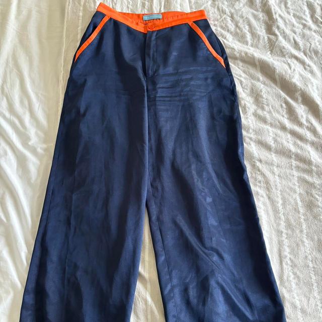 Preloved Women's Trousers - Navy/Orange - S on Productcaster.